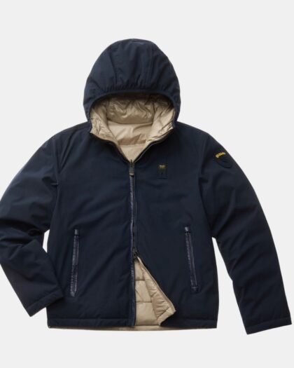 Blauer Ballar Reversible Nylon Neoprene Down Jacket Blue
