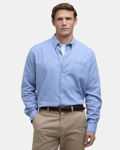Barbour Nelson Linen Blend Regular Shirt Blue