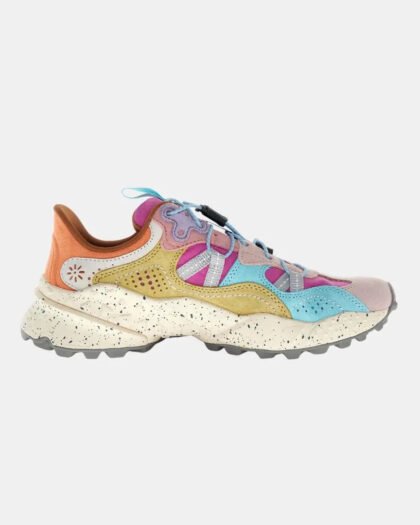 Flower Mountain Tiger Hill Women's Suede-Nylon Pink-Light Blue-Cream