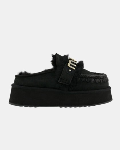 Mou Platform Clog-Letter Logo Black