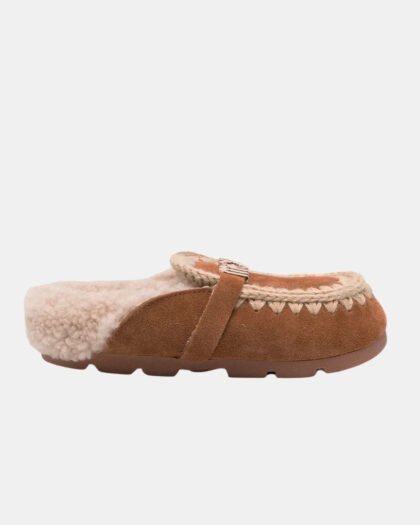 Mou Winter Bio Slide Suede-Letter Logo Cognac Suede
