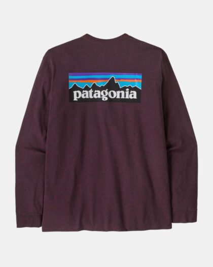 Patagonia Men's Long-Sleeved P-6 Logo Responsibili-Tee Berry Fig