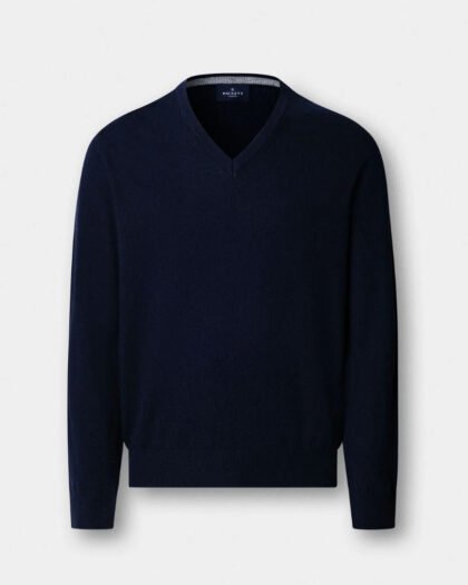 Hackett London Merino Cash Mix V Midnight Blue