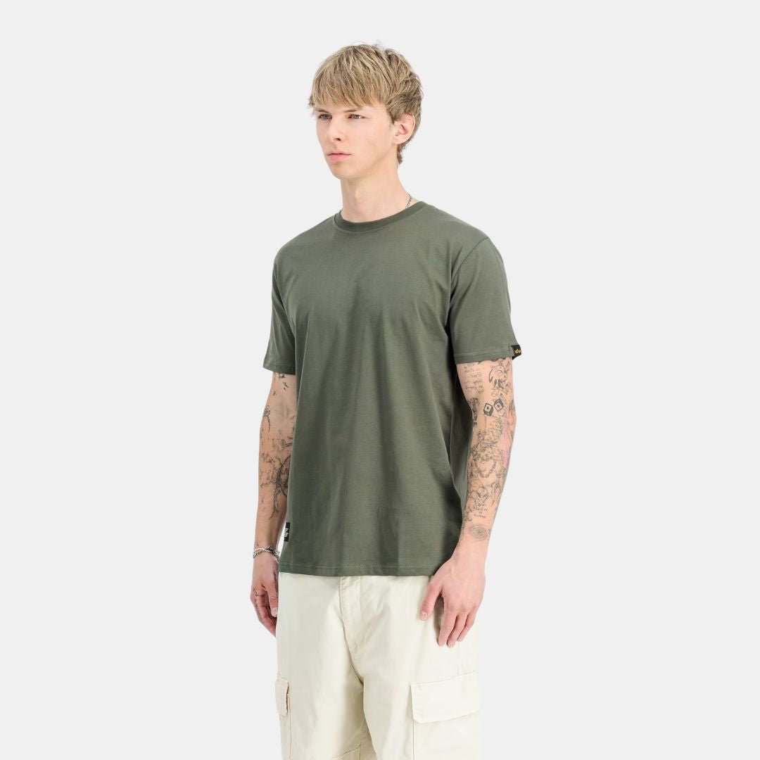 Alpha Industries Label T Back Print Dark Olive - Image 3