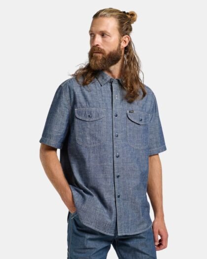 Lee 101 Short Sleeve Worker Shirt Rinse Chambray
