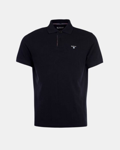 Barbour Tartan Pique Polo Shirt Black Modern