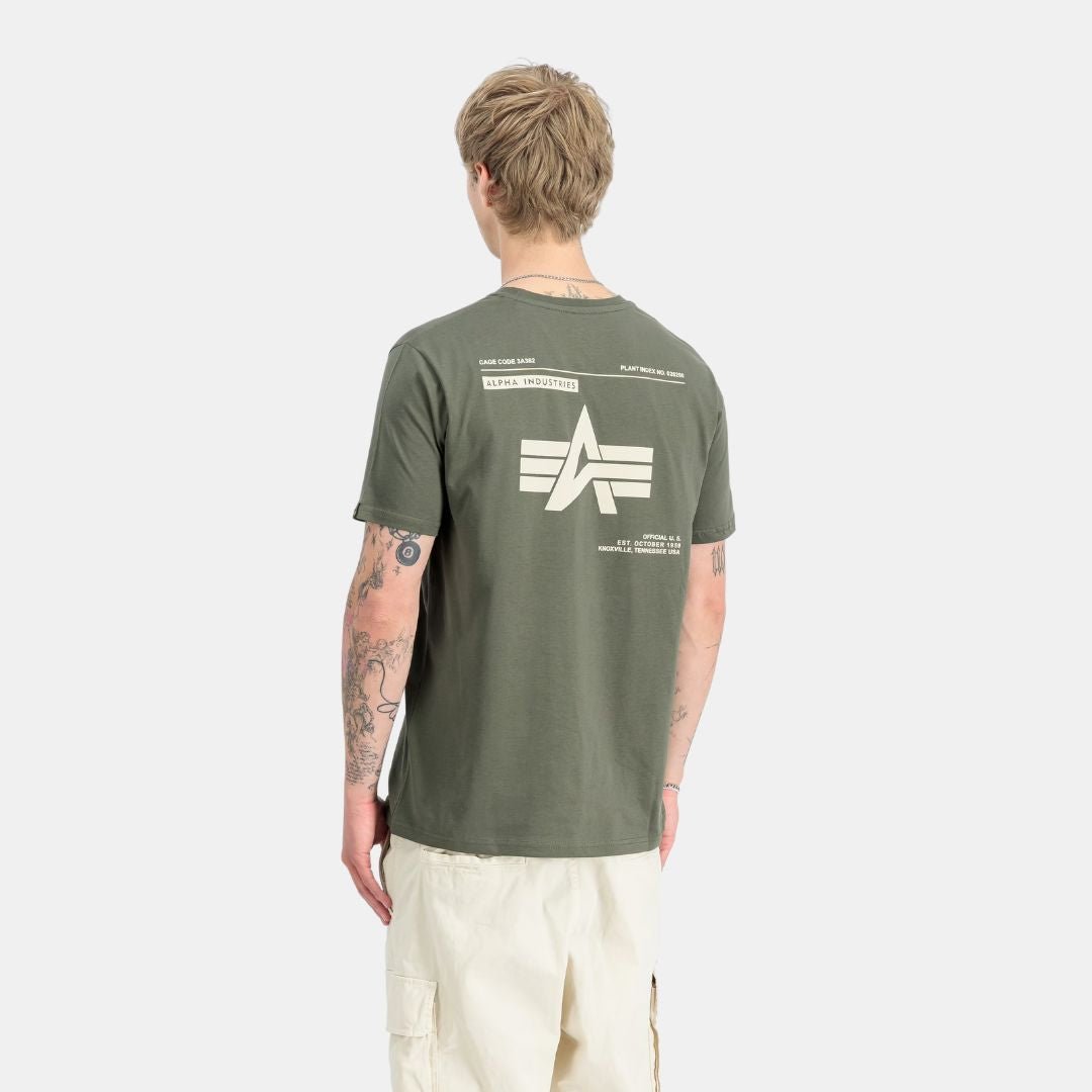 Alpha Industries Label T Back Print Dark Olive - Image 4