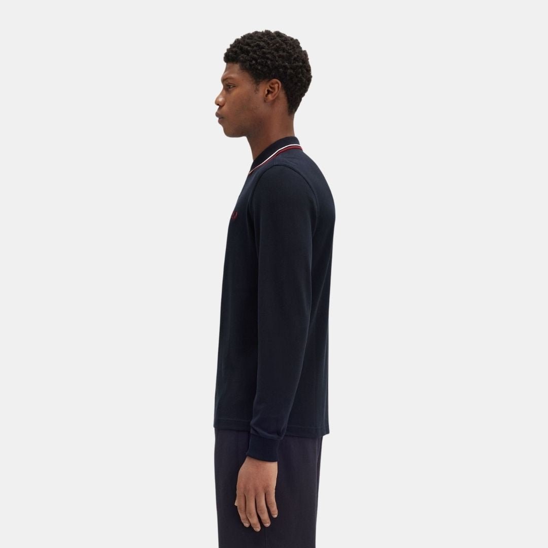 Fred Perry LS Polo M3636 Twin Tipped Navy - Image 5