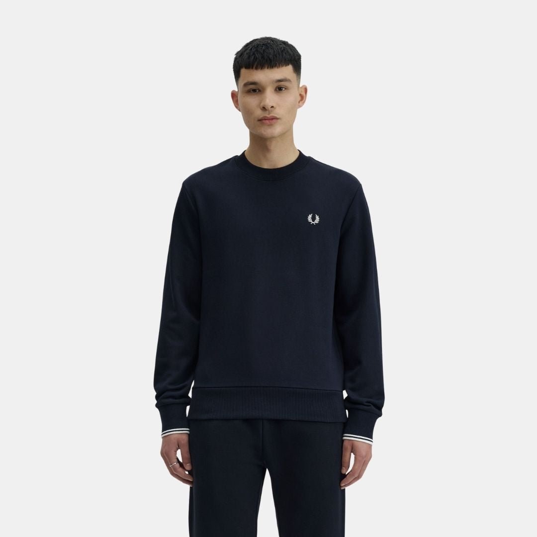 Fred Perry Crew Neck Sweatshirt Navy - Image 2