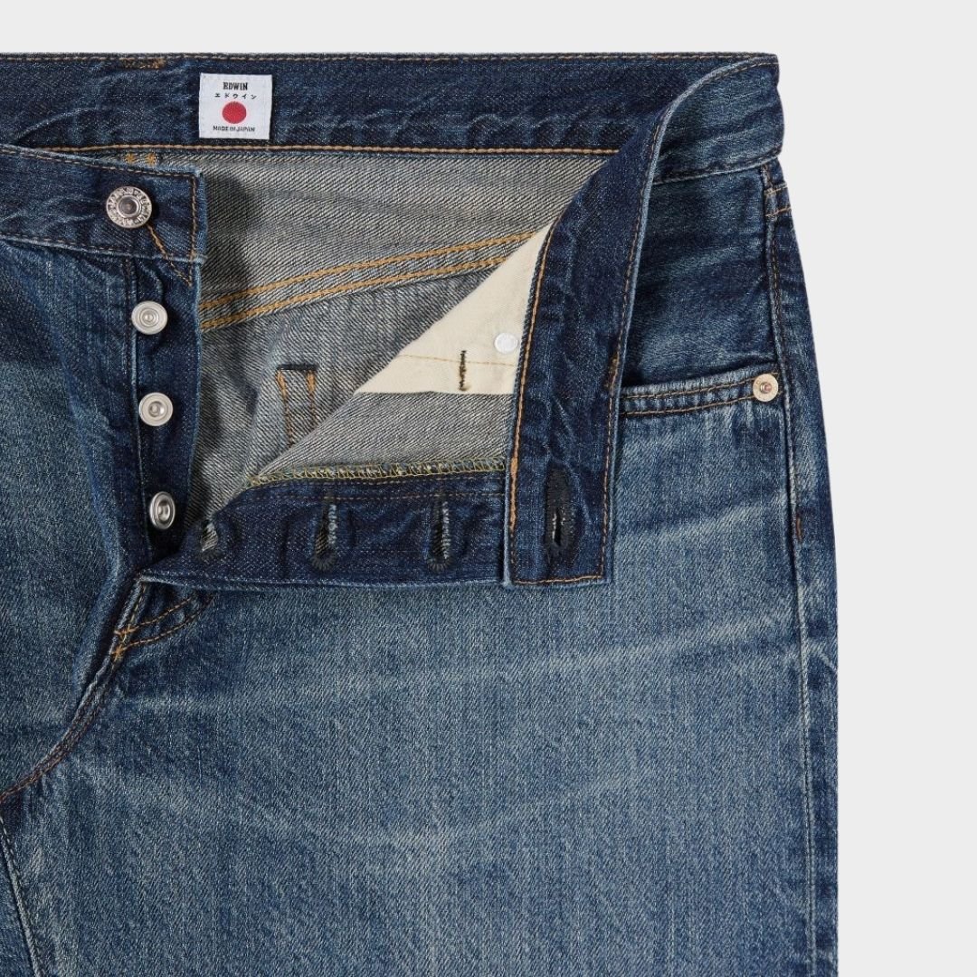 Edwin Regular Tapered Jeans Blue Dark Used - Image 3