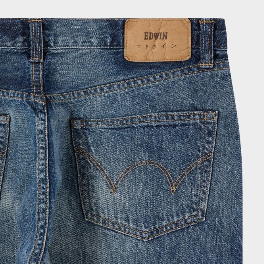 Edwin Regular Tapered Jeans Blue Dark Used - Image 4
