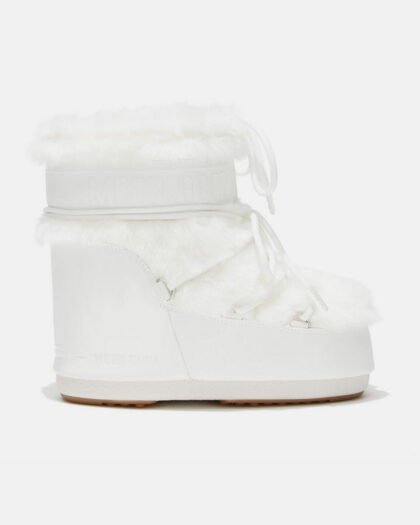 Moon Boot Icon Low White Faux-Fur Optical White