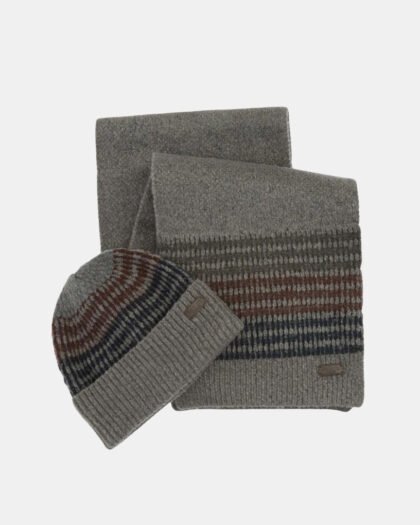 Barbour Branton Beanie and Scarf Gift Set Midnight Oak