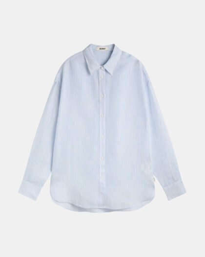 Ecoalf Daria Linen Shirt White Sky Blue Stripes