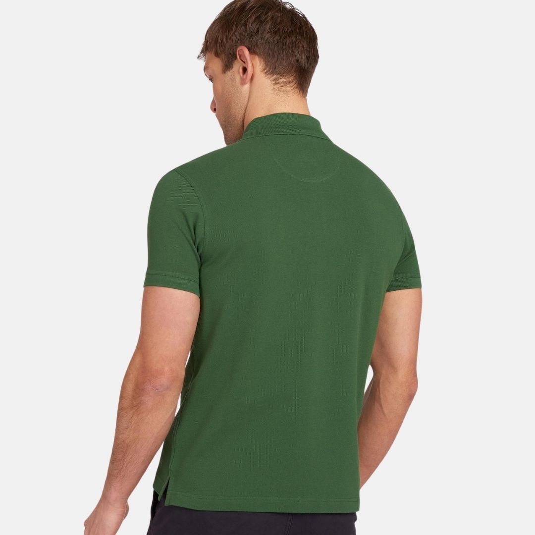 Barbour Tartan Pique Polo Shirt Racing Green - Image 3