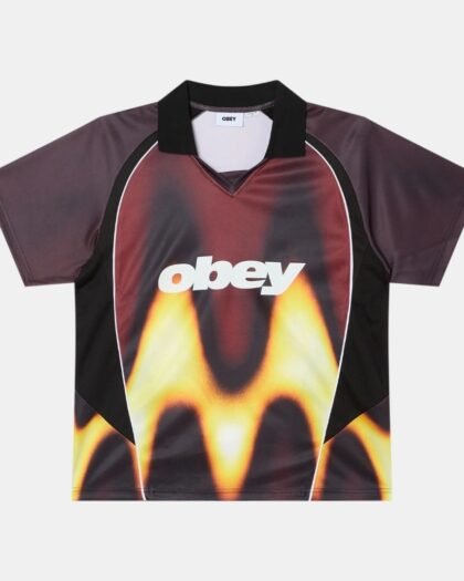 Obey Blurred Soccer Jersey Burnt Red Multi