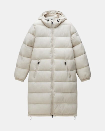 Napapijri Box Logo Long Jacket Beige Silver
