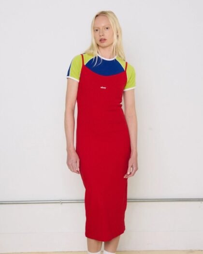 Obey Bianca Long Tank Dress Cherry