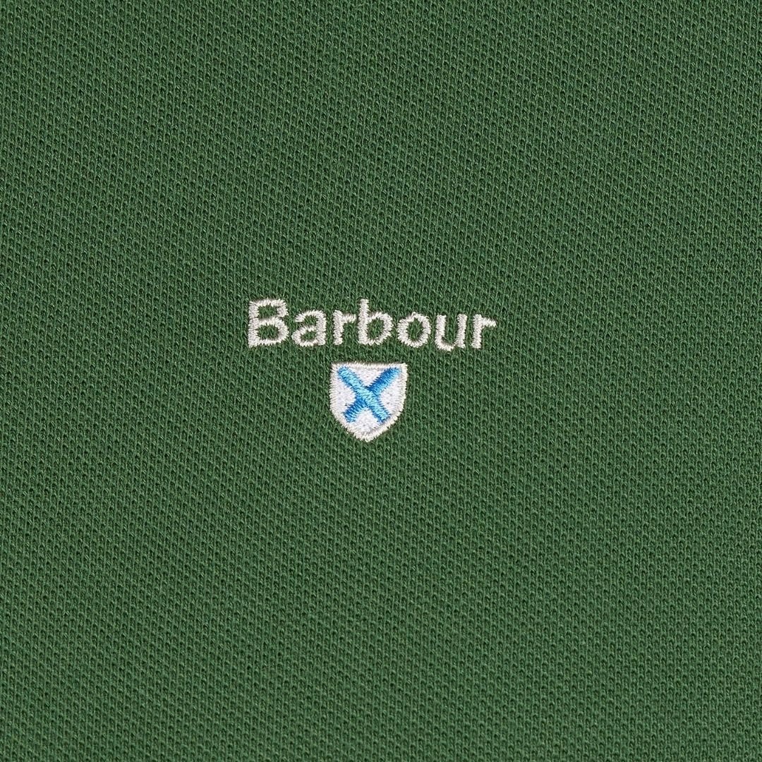 Barbour Tartan Pique Polo Shirt Racing Green - Image 4