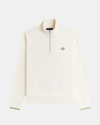 Fred Perry Half Zip Sweatshirt Ecru-Grey