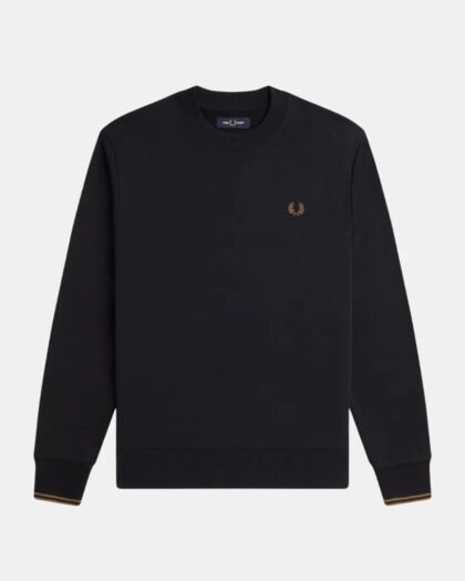 Fred Perry Crew Neck Sweatshirt Black-Champagne