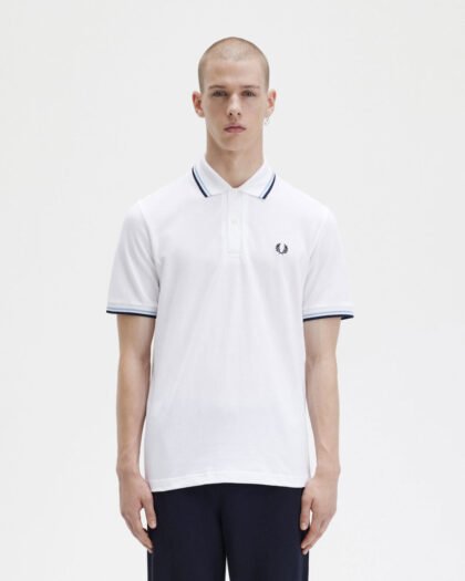 Fred Perry Polo M12 White Ice & Navy