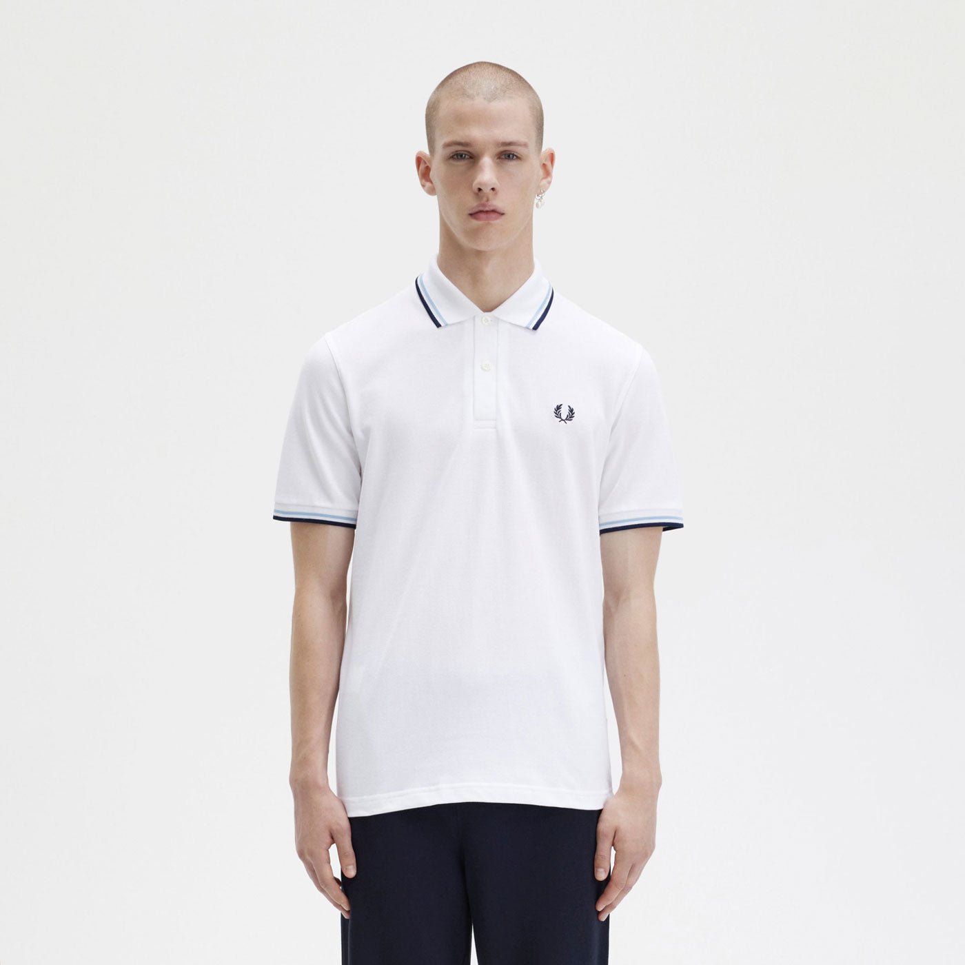 Fred Perry Polo M12 White Ice & Navy