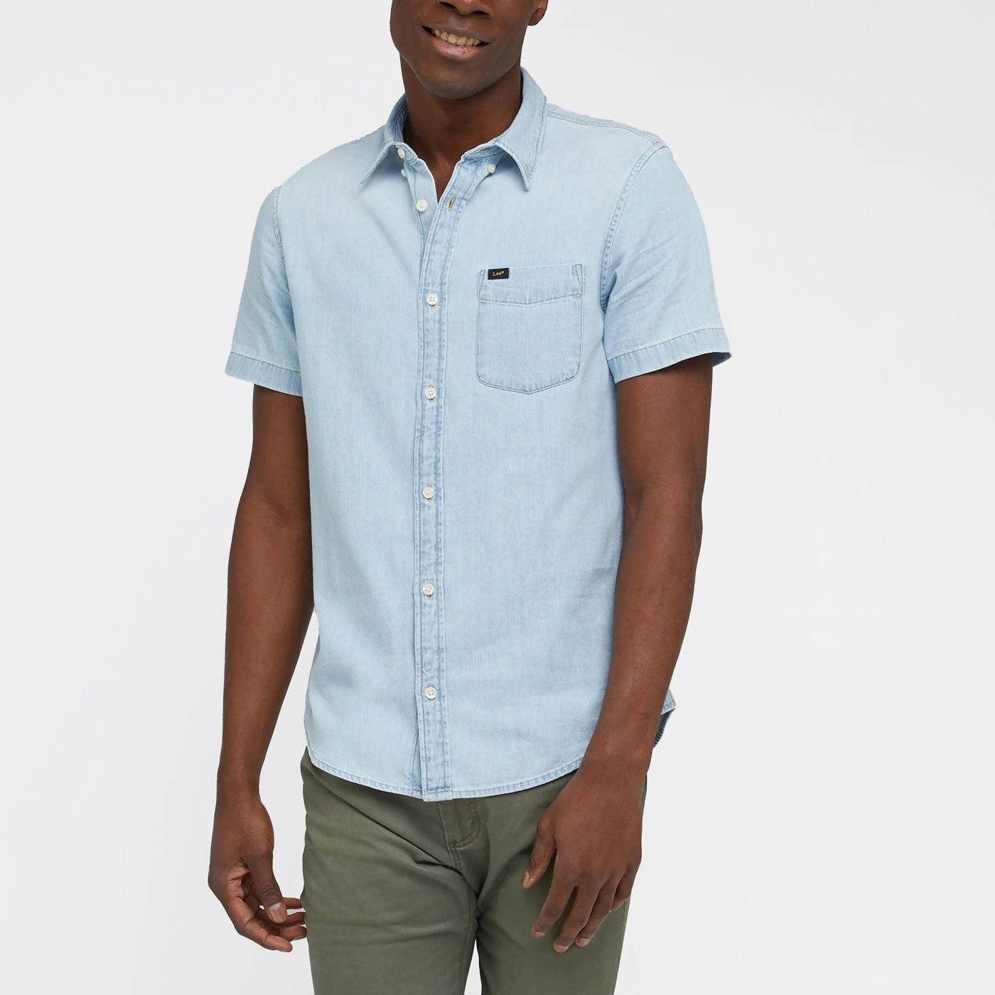 Lee Short Sleeve Button Down Shirt Blue Sky - Image 3