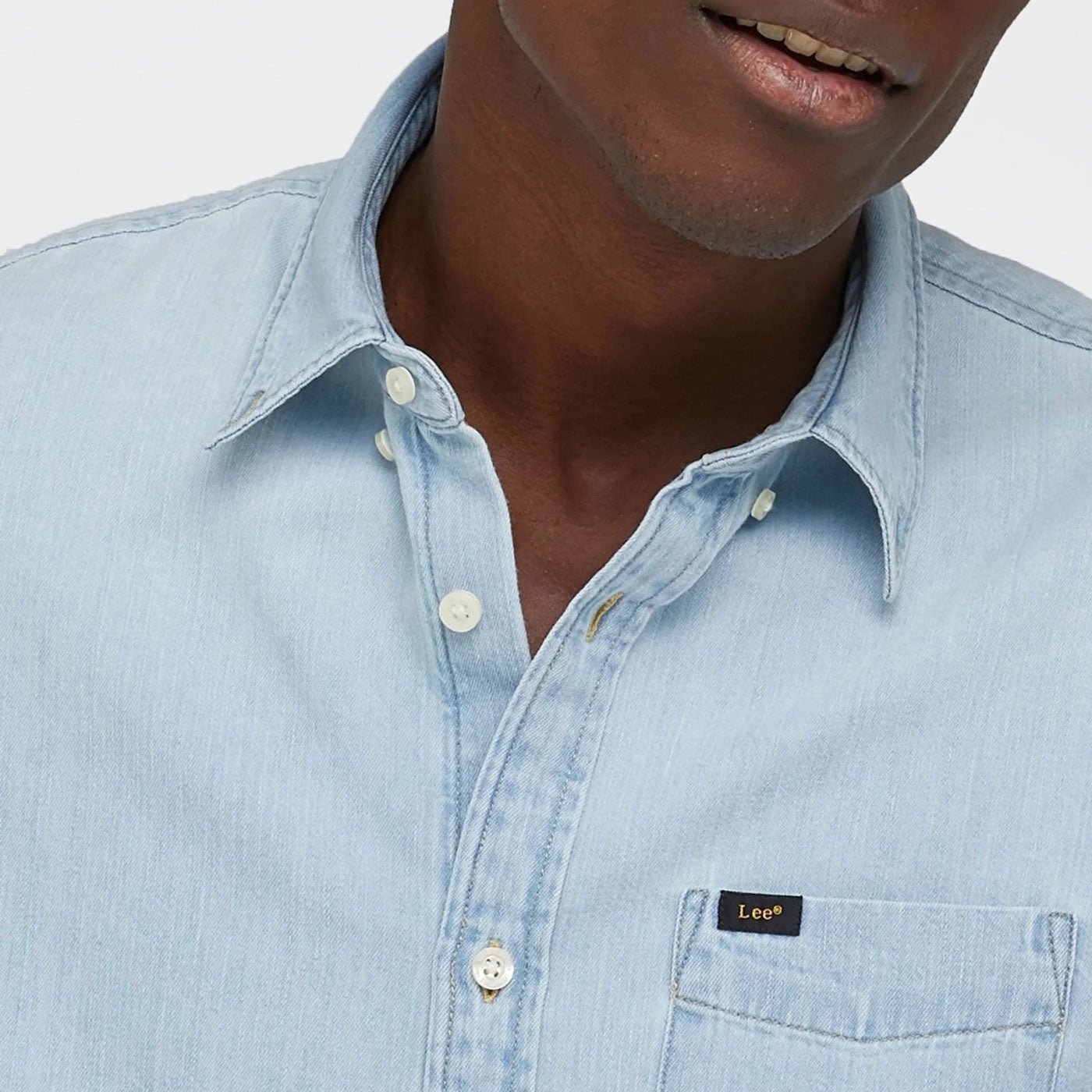 Lee Short Sleeve Button Down Shirt Blue Sky - Image 7
