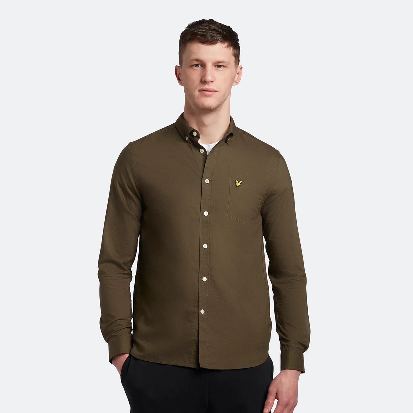Lyle & Scott Regular Fit Light Weight Oxford Shirt Olive - Image 2