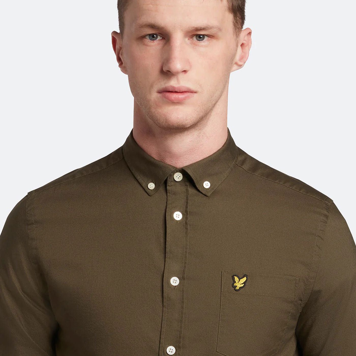 Lyle & Scott Regular Fit Light Weight Oxford Shirt Olive - Image 5