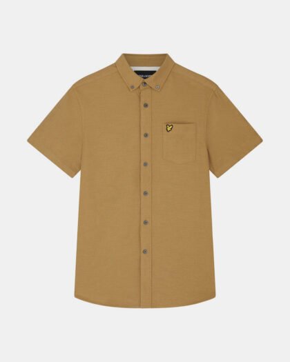 Lyle & Scott Cotton Slub Short Sleeve Shirt Seaweed