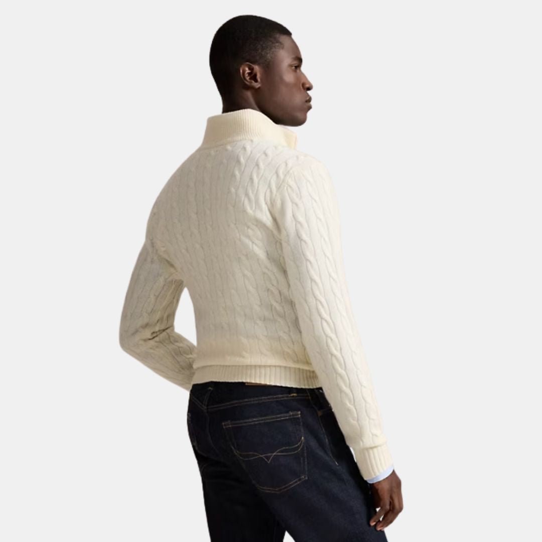 Polo Ralph Lauren Long Sleeve Pullover Quarter Zip Cream - Image 3
