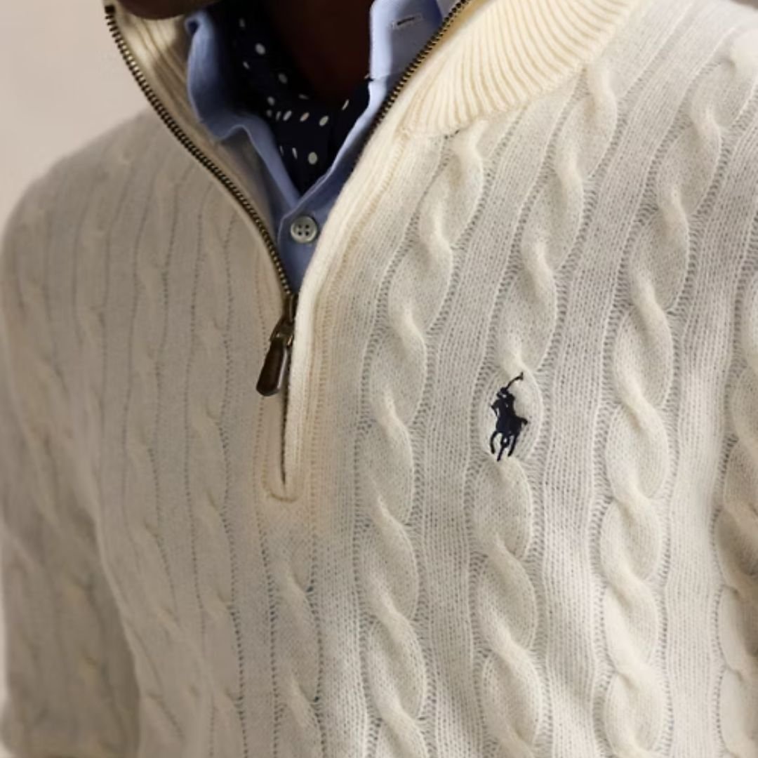 Polo Ralph Lauren Long Sleeve Pullover Quarter Zip Cream - Image 4