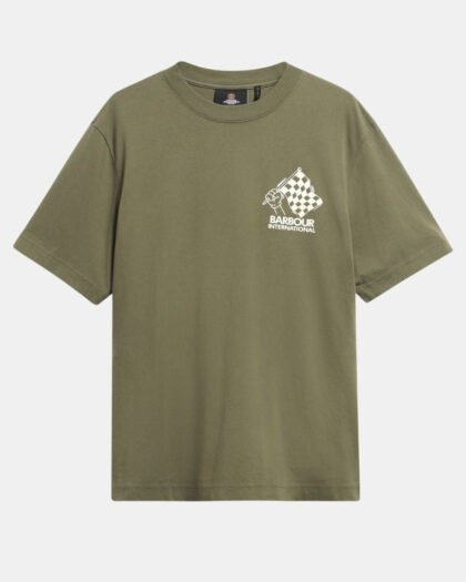 Barbour International Herman Graphic Mid Olive