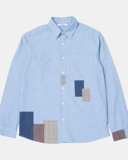 Edmmond Studios Meet & Grid Shirt Plain Steel