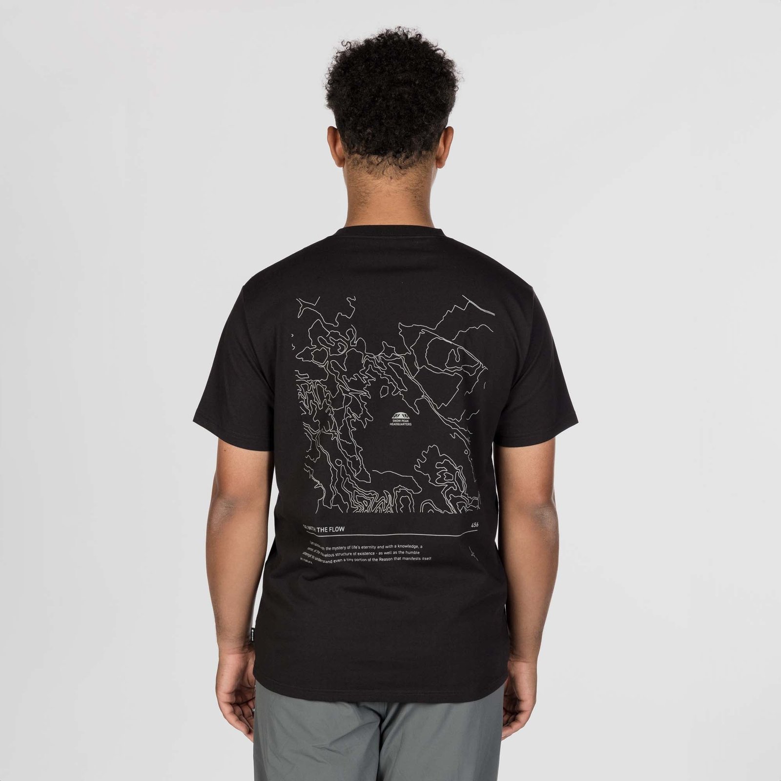 Snow Peak HQ Topographic Map T-Shirt Black - Image 4