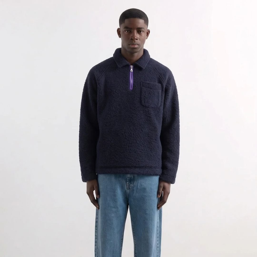 Edmmond Studios Unconventional Zip Logo Plain Navy - Image 2