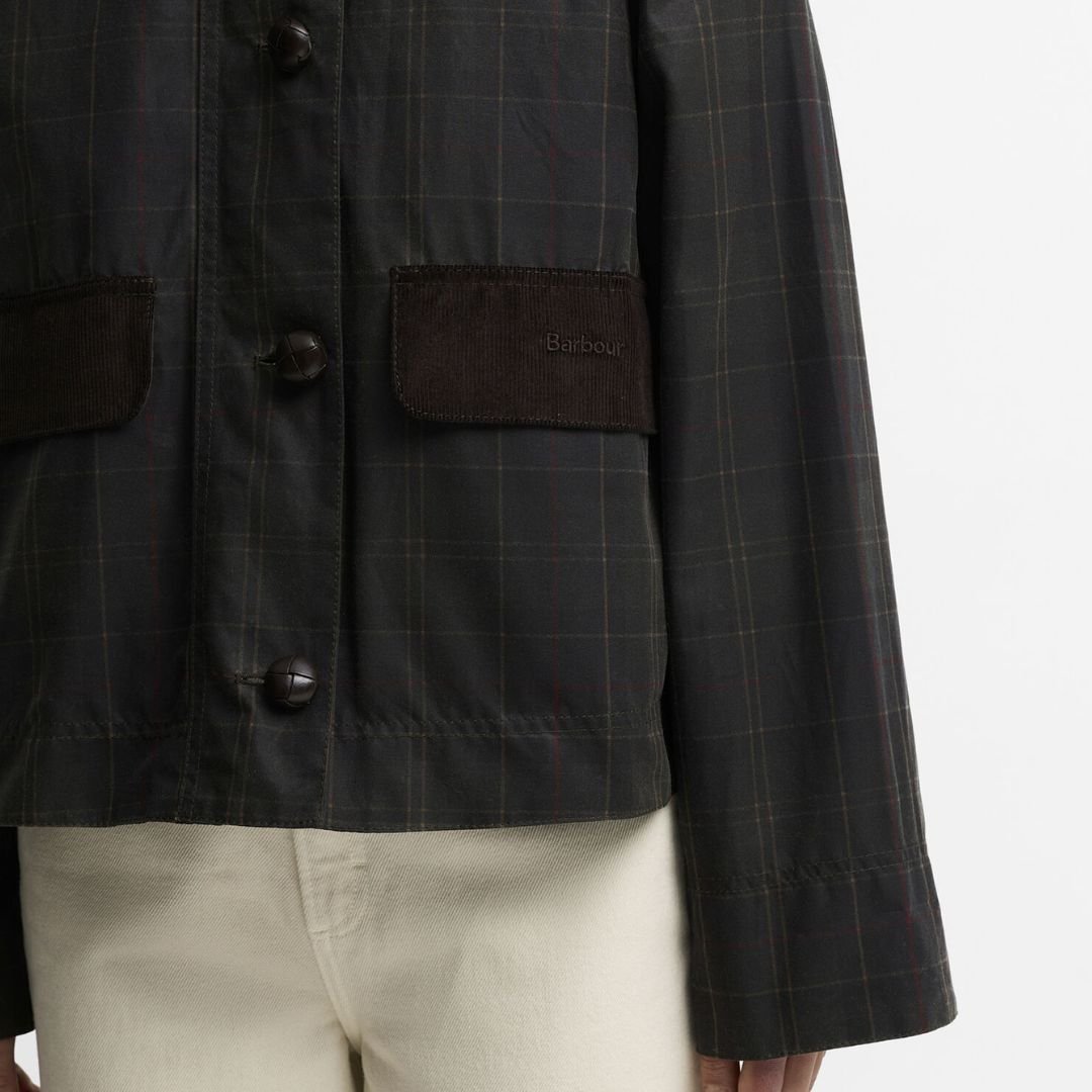 Barbour Adina Checked Wax Olive - Image 3