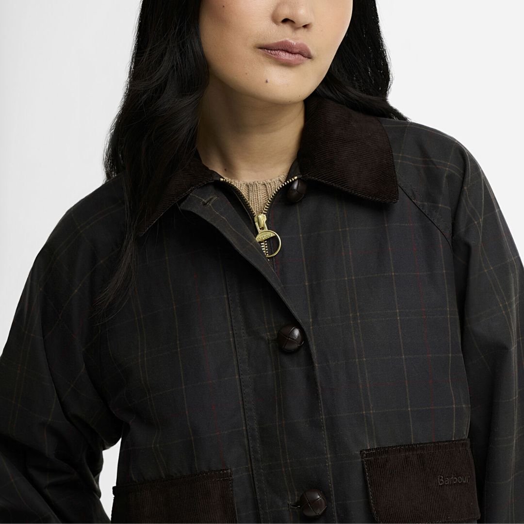 Barbour Adina Checked Wax Olive - Image 5