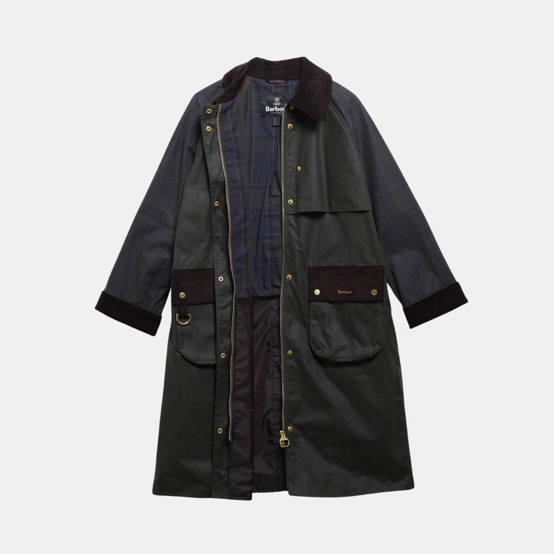 Barbour Checked Kirklees Wax Jacket Olive - Image 2