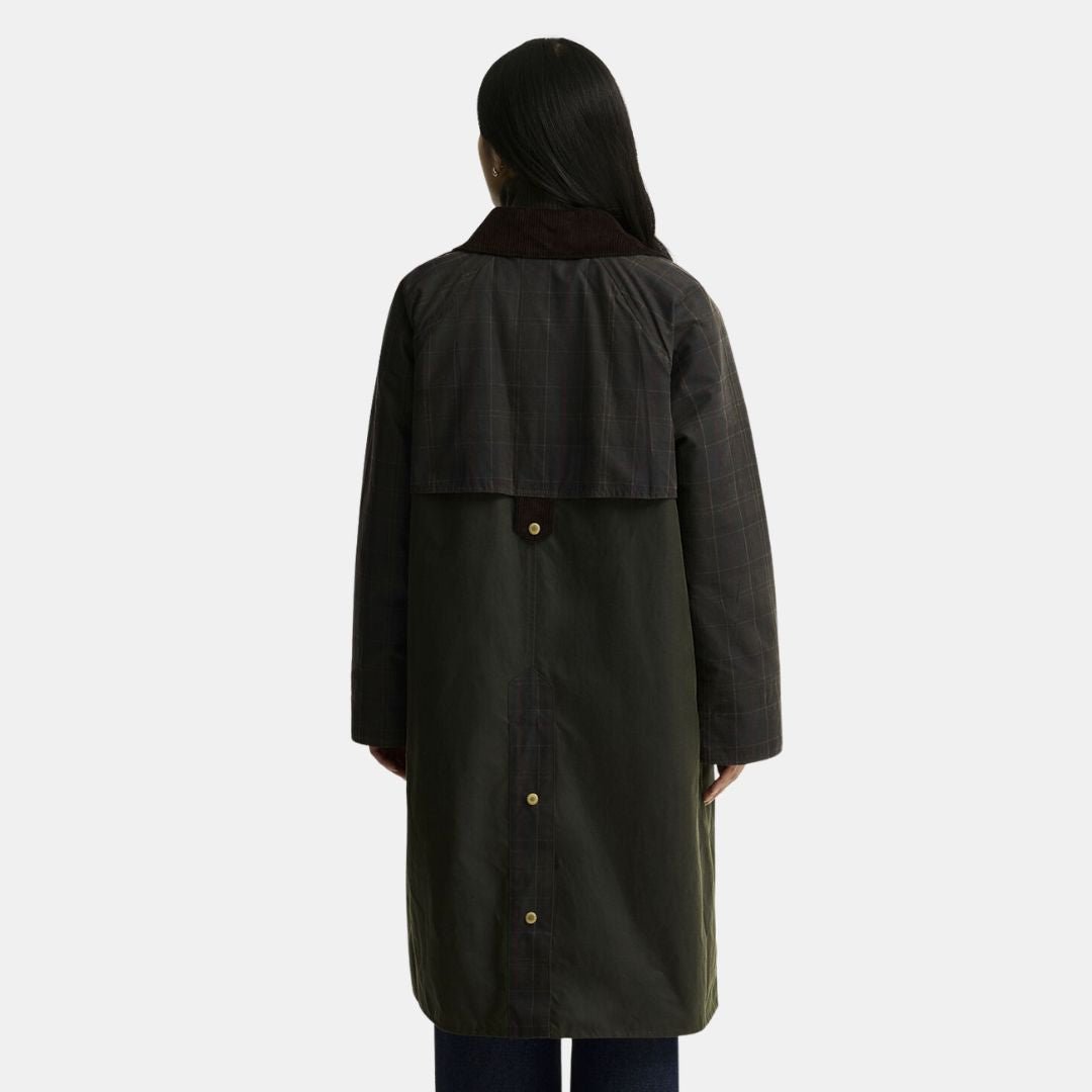 Barbour Checked Kirklees Wax Jacket Olive - Image 4