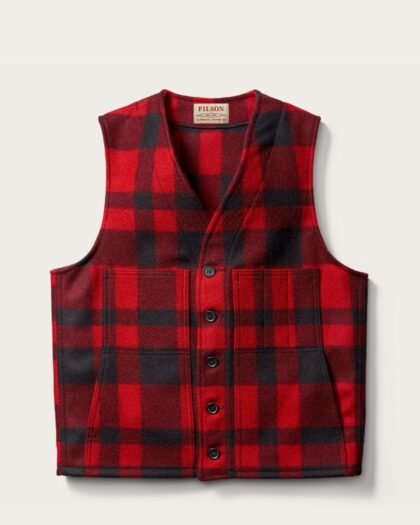 Filson Mackinaw Wool Vest Red-Black Plaid