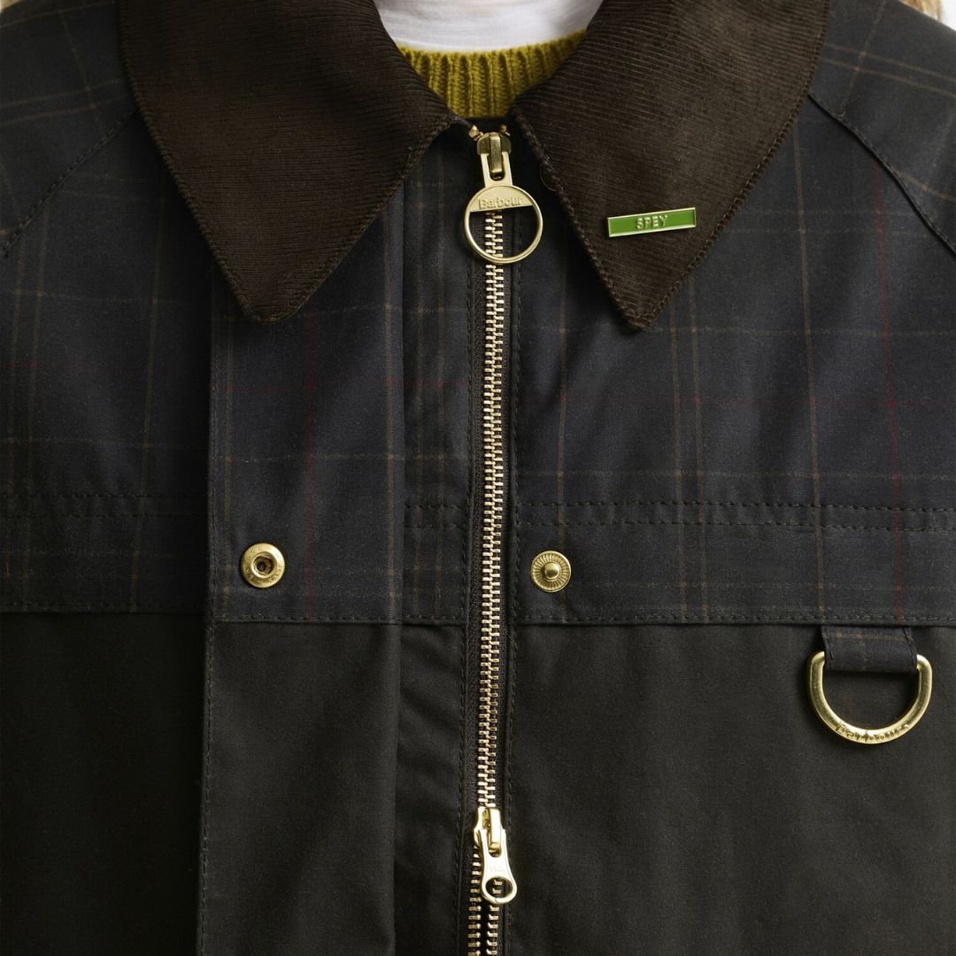 Barbour Icons Tartan Collar Spey Wax Olive - Image 3