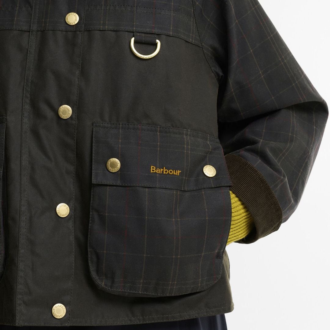 Barbour Icons Tartan Collar Spey Wax Olive - Image 4